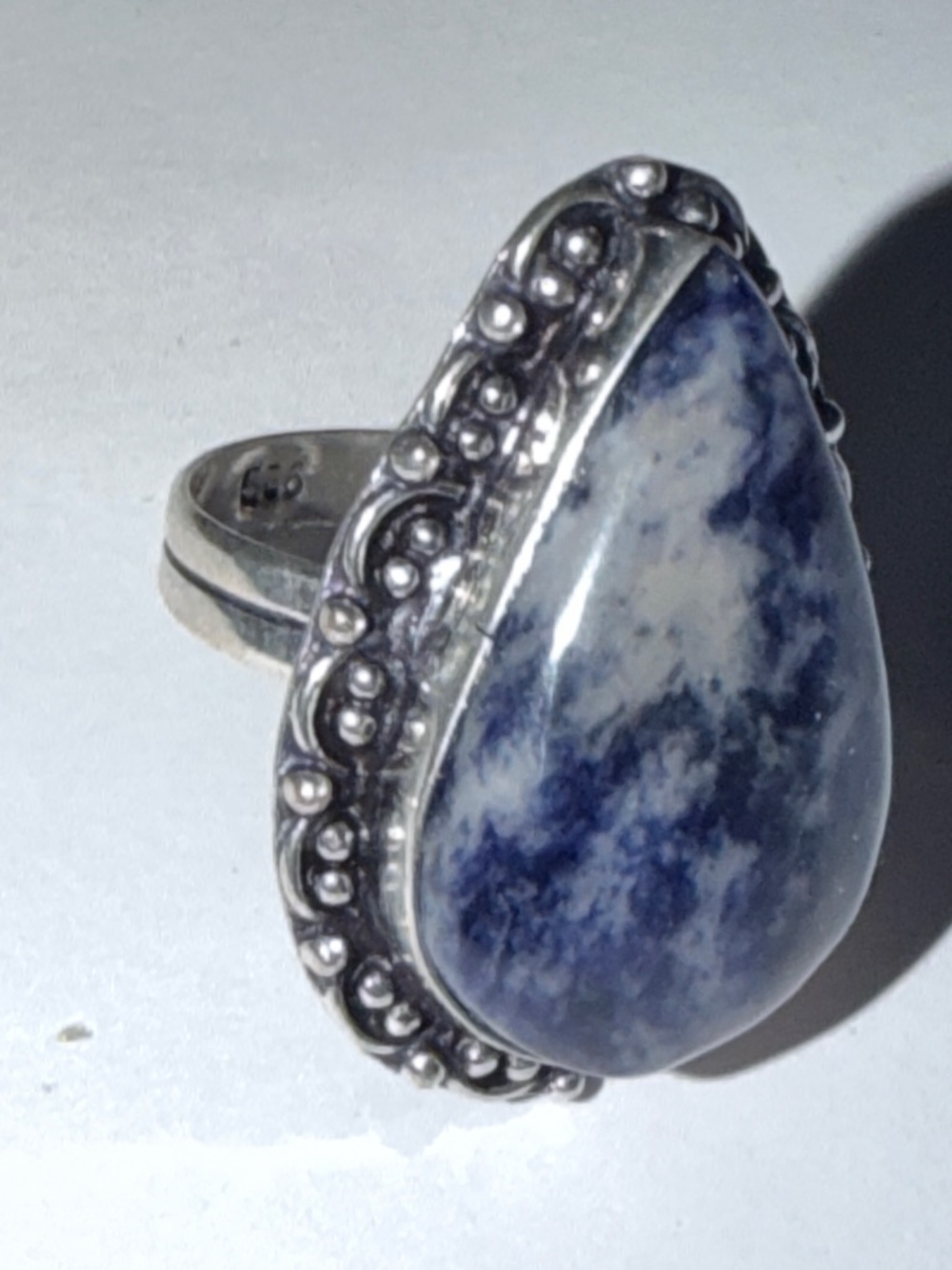 New Artisan Rare Blue Sodalite 925 Sterling Silver OOAK Handmade Floral Ring 10 - Picture 3 of 11